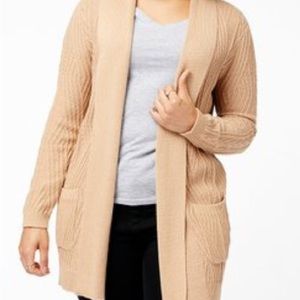 Cable cardigan, with pockets cappuccino with cinnamon